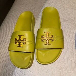 Tory Burch Lime Green Slide Sandals